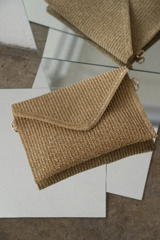 Luxury Bags For Professionals With Discounts Gold Envelope Woven Clutch