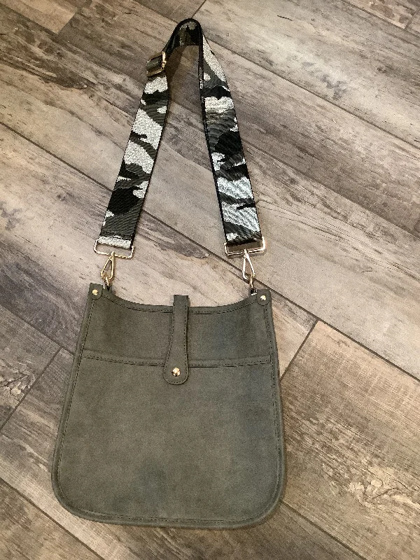 Inspired Bags For Luxury Fashion Lovers Grey Vintage Vegan Leather Messenger Bag with Camo Black/Grey/Metallic Silver Strap Inspired Bags For Luxury Fashion Lovers