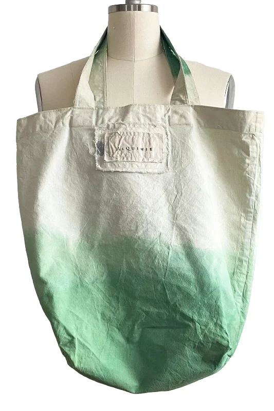 Luxury Bags For Working Professionals Hand Dyed Canvas Tote - Natural & Green Ombre Luxury Bags For Working Professionals Hand Dyed Canvas Tote - Natural & Green Ombre