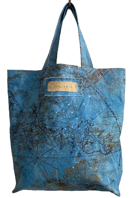 Limited-Time Offer On Trendy Bags Hand Dyed & Printed Canvas Tote - Celestial Print Blue
