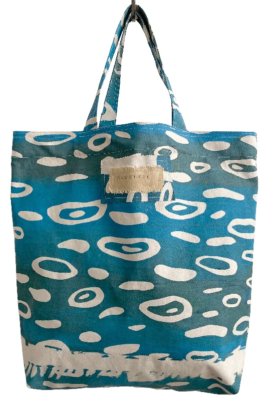 Active Lifestyles Hand Dyed & Printed Canvas Tote - Circle Print Turquoise & Green