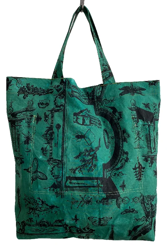 Tote Bag For Office Use Hand Dyed & Printed Canvas Tote - Emerald Cabinet of Curiosities