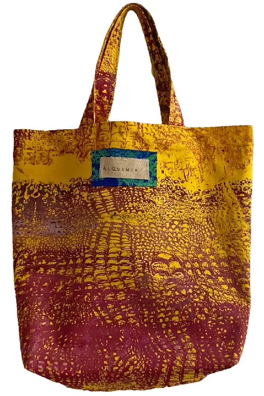 Bags With Tsa-Approved Features Hand Dyed & Printed Canvas Tote - Gold & Red Alligator Bags With Tsa-Approved Features Hand Dyed & Printed Canvas Tote - Gold & Red Alligator