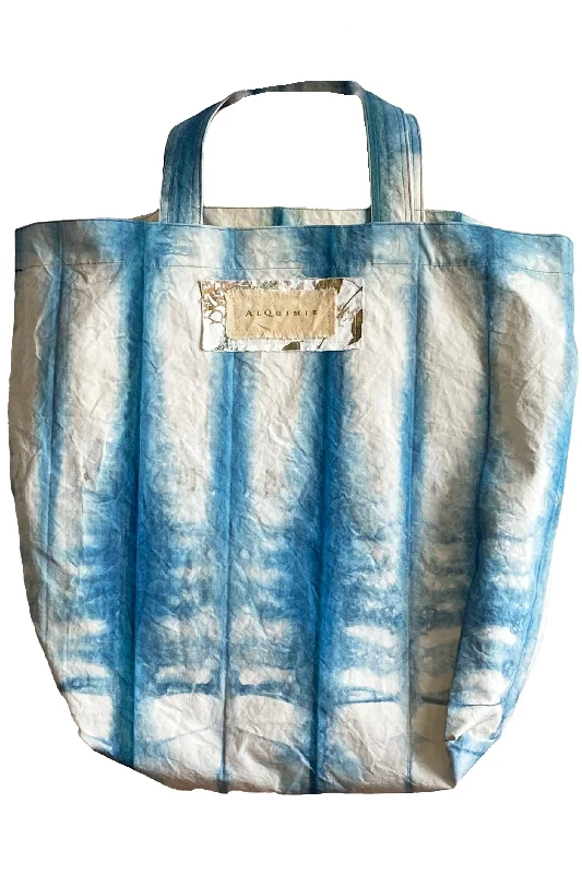 Designer Bags For Luxury Collectors Hand Dyed & Printed Canvas Tote - Indigo Stripe Designer Bags For Luxury Collectors Hand Dyed & Printed Canvas Tote - Indigo Stripe
