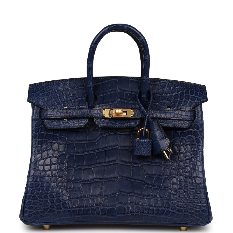 Evening Events Hermes Birkin 25 Bleu Saphir Matte Alligator Gold Hardware Evening Events