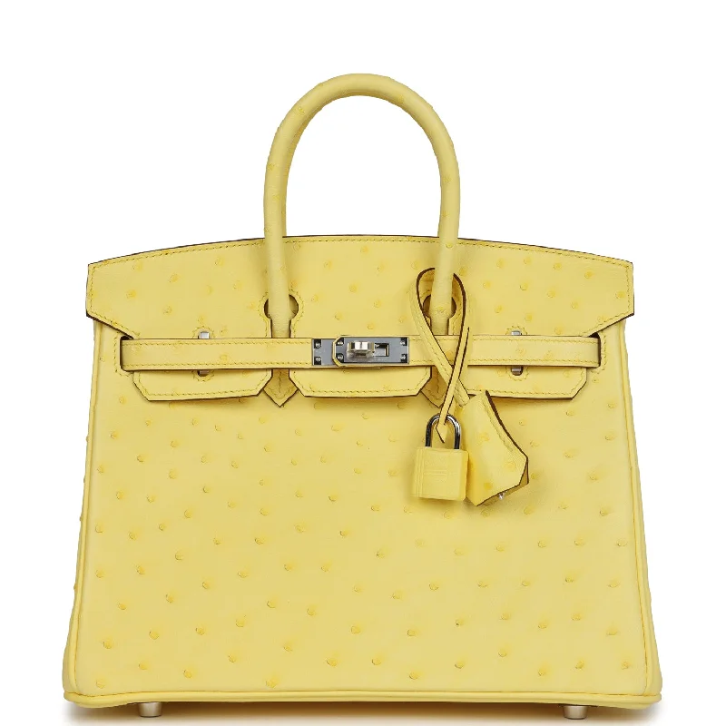 Seasonal Clearance Bags For Summer, Winter, Etc. Hermes Birkin 25 Jaune Citron Ostrich Palladium Hardware