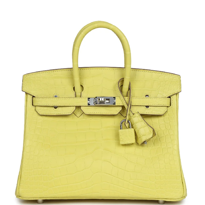 Party Bags For New Year's Eve And Special Occasions Hermes Birkin 25 Lime Matte Alligator Palladium Hardware