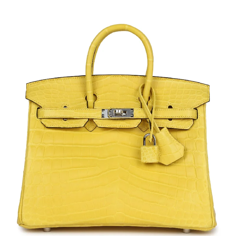 Bags For Minimalist And Functional Design Hermes Birkin 25 Mimosa Matte Niloticus Crocodile Palladium Hardware