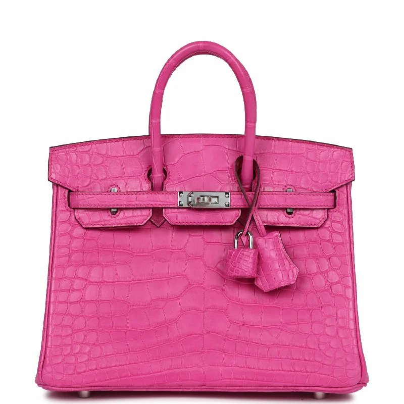 Senior Travelers Hermes Birkin 25 Rose Shocking Matte Alligator Palladium Hardware