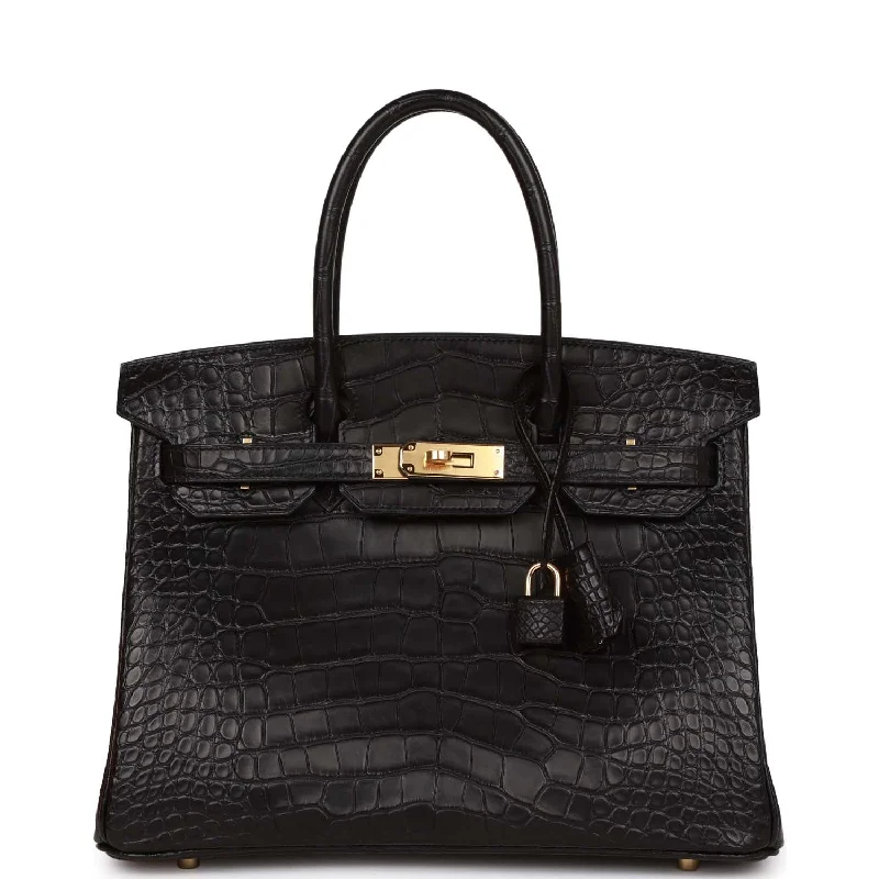 Lightweight Bags For Senior Travelers Hermes Birkin 30 Black Matte Alligator Gold Hardware