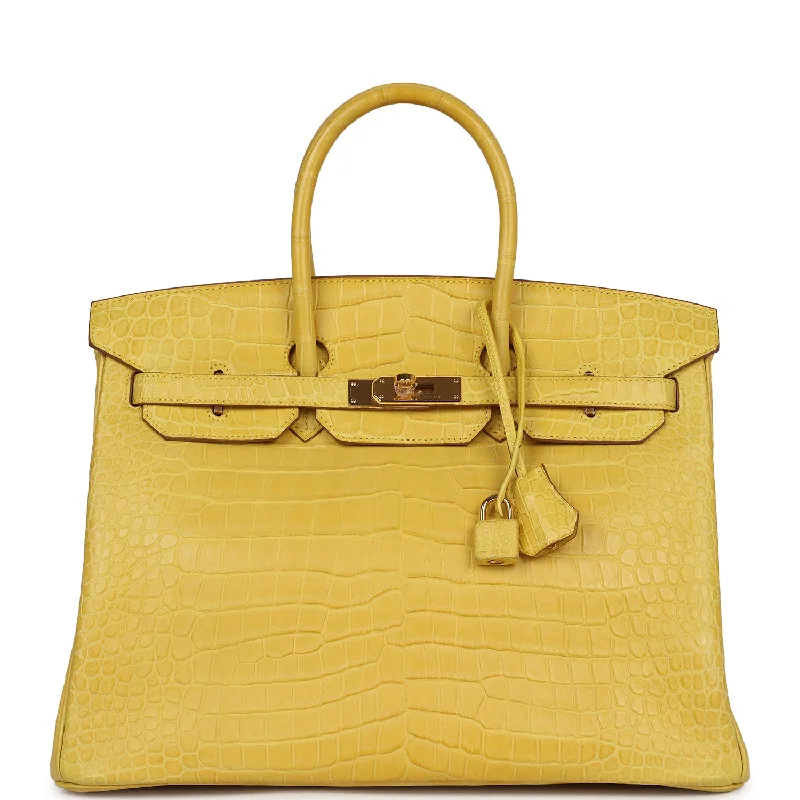 Bags For Playful And Chic Styles Hermes Birkin 35 Mimosa Matte Porosus Crocodile Gold Hardware Bags For Playful And Chic Styles