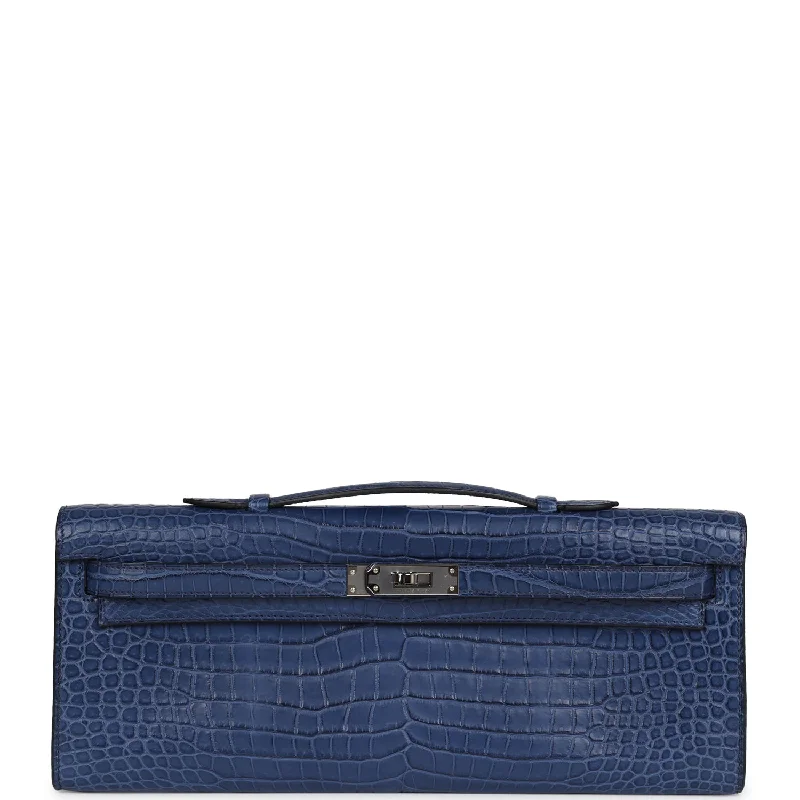 Lightweight And Affordable Bags Hermes Kelly Cut Bleu De Malte Matte Porosus Crocodile Palladium Hardware