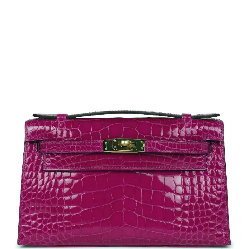 Affordable Bags For Budget Shoppers Hermes Kelly Pochette Rose Scheherazade Shiny Alligator Gold Hardware