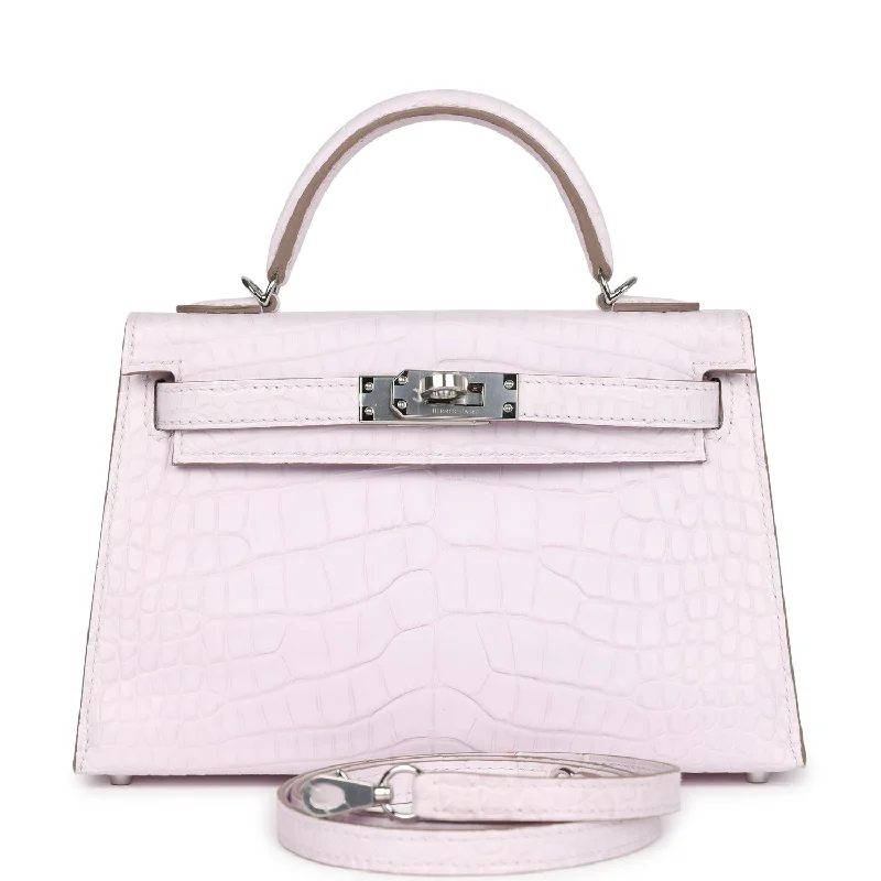 Wholesale Bags For Resellers Hermes Kelly Sellier 20 Mauve Pale Boreal Satin Alligator Palladium Hardware