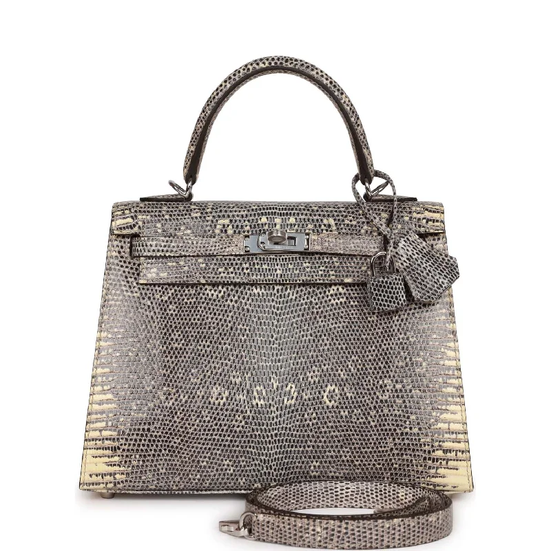 Affordable Bags Hermes Kelly Sellier 25 Ombre Varanus Salvator Lizard Palladium Hardware
