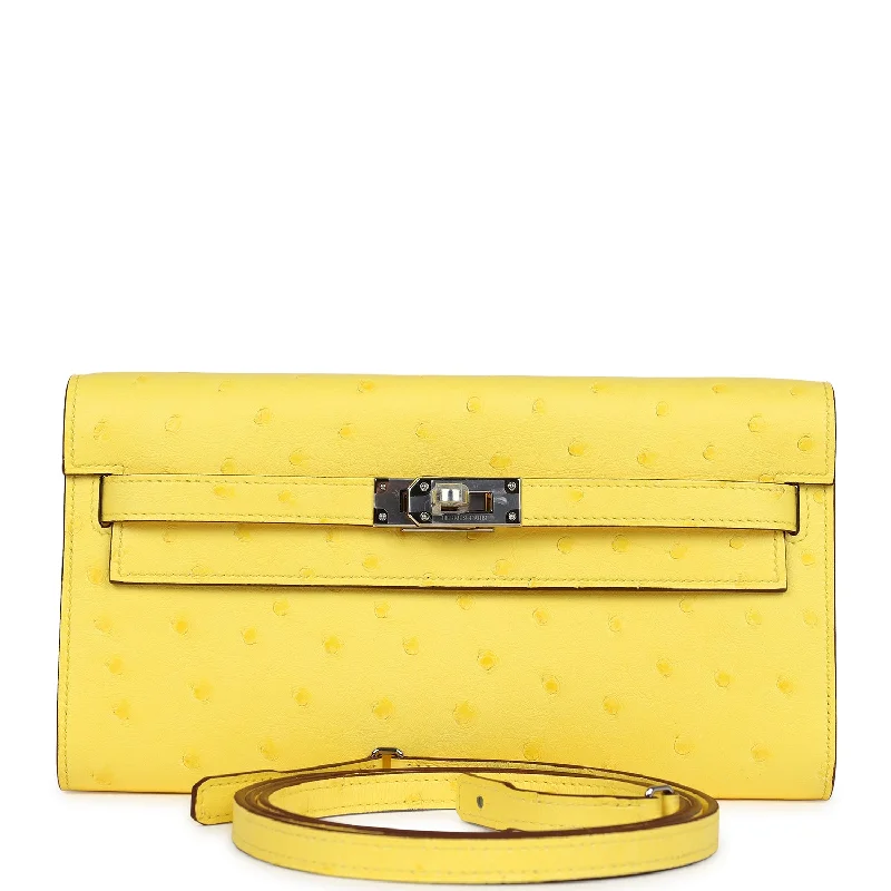 Glamorous Bags For Evening Events And Parties Hermes Kelly To Go Wallet Jaune Citron Ostrich Palladium Hardware