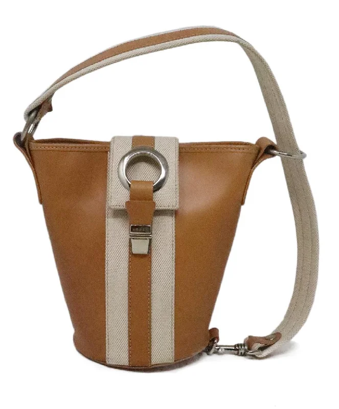 Lightweight Bags For Senior Travelers Hogan Tan Leather & Ivory Canvas Satchel