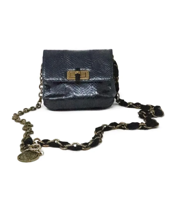 Tote Bag For Office Use Lanvin Metallic Navy Snakeskin Crossbody