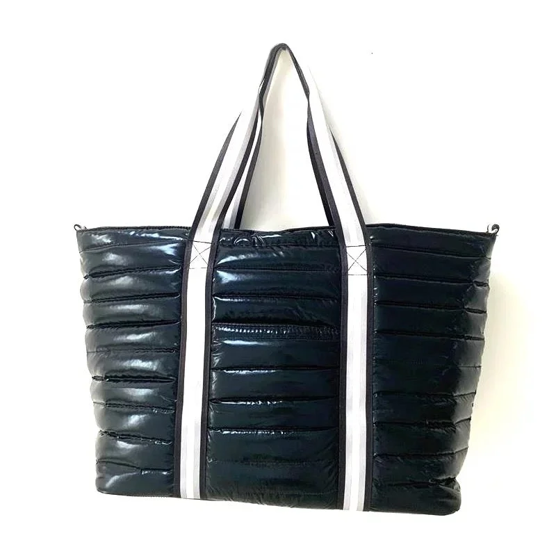 Bold And Flash-Sale Bags Lightweight Puffer Tote w/ Zippered Pouch - Black Bold And Flash-Sale Bags