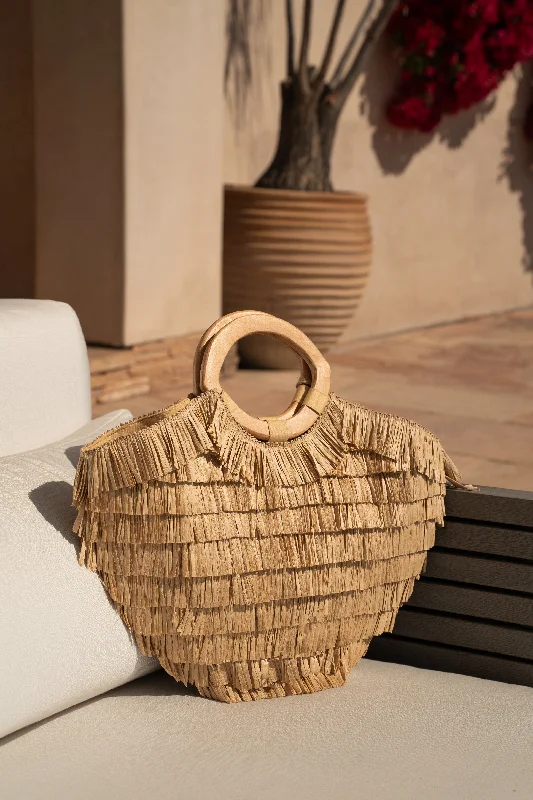 Affordable Handbags Natural Mediterranean Fringe Handbag