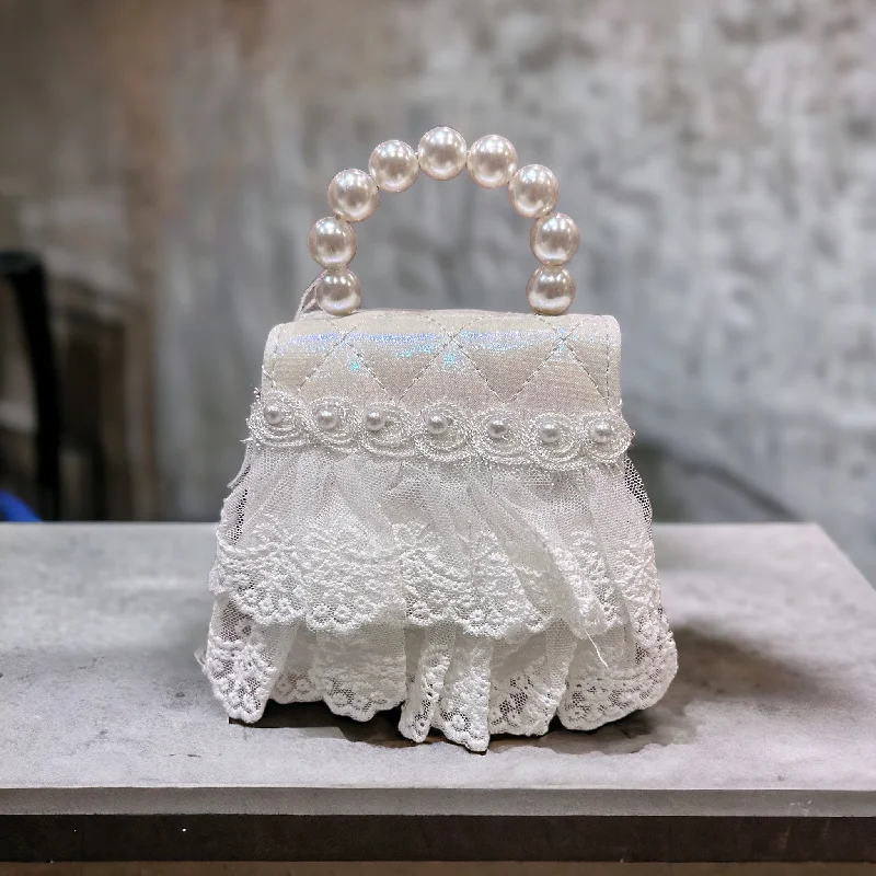 Stylish Bags With Discounts Pearl and Lace Handbag