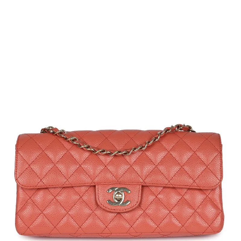 Bags For College Students On A Budget Pre-owned Chanel Classic East West Single Flap Coral Caviar Light Gold Hardware Bags For College Students On A Budget