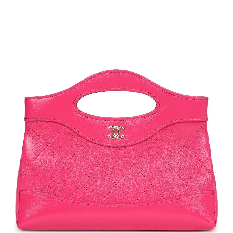 Designer Bags For Luxury Collectors Pre-owned Chanel Nano 31 Shopper Hot Pink Shiny Aged Calfskin Gold Hardware