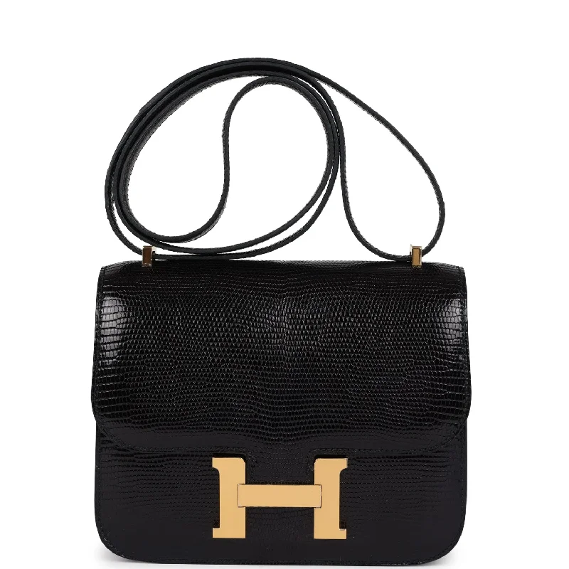 Bold And Flash-Sale Bags Pre-owned Hermes Constance 18 Black Varanus Niloticus Lizard Gold Hardware