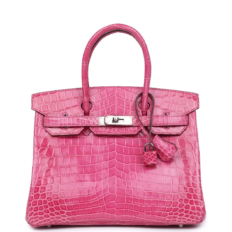 Tote Bag For Office Use Pre-owned Hermes Birkin 30 Fuschia Shiny Niloticus Crocodile Palladium Hardware