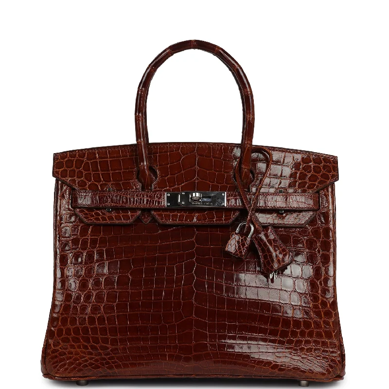High-Quality Bags On Flash Sale Pre-owned Hermes Birkin 30 Miel Shiny Niloticus Crocodile Palladium Hardware