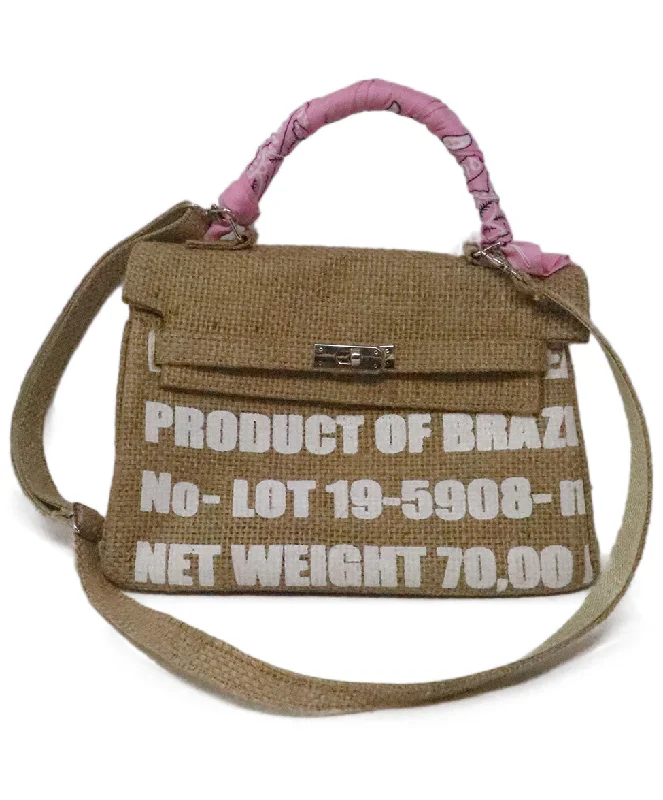 Limited Edition Bags For Collectors Raina's Rocks Tan Burlap Bandana Tote