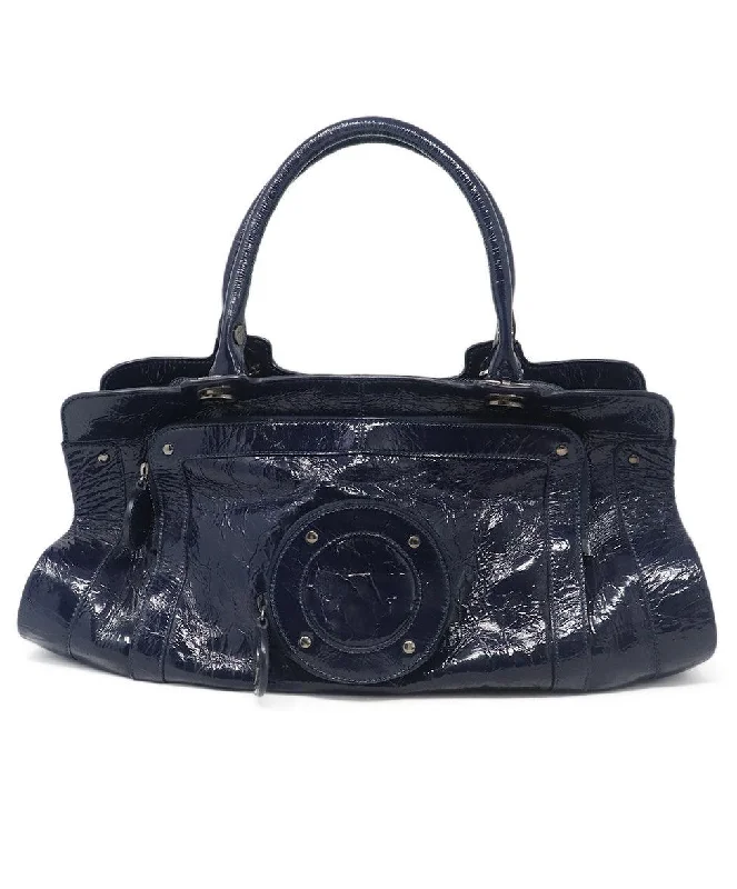 Luxury Bags For Working Professionals Roger Vivier Navy Patent Leather Tote