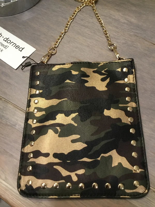 Bold And Flash-Sale Bags STUDDED VEGAN CROSS BODY PHONE HOLDER & CHAIN - GOLD CAMO Bold And Flash-Sale Bags