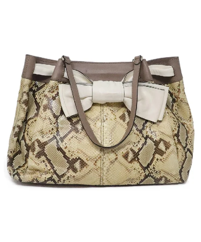 Designer Bags For Luxury Collectors With Offers Valentino Taupe Snake Skin Tote