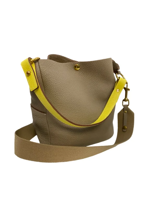 Seasonal Clearance Bags For Summer, Winter, Etc. Handcrafted Sciacca Bucket Bag in Tourtelle | Valerie Salacroux