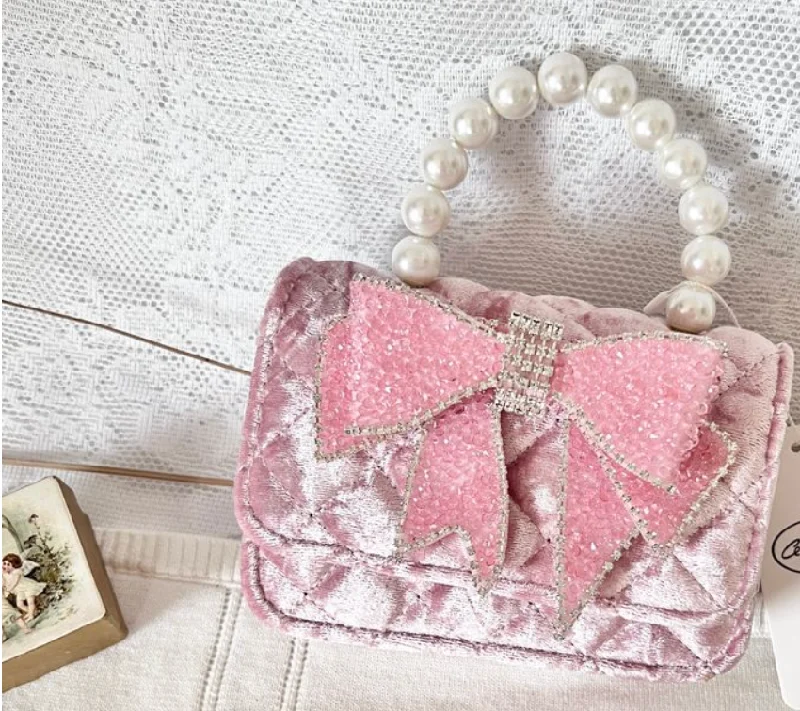 Designer Bags For Luxury Collectors With Offers Velvet Bag with Sparkle Bow