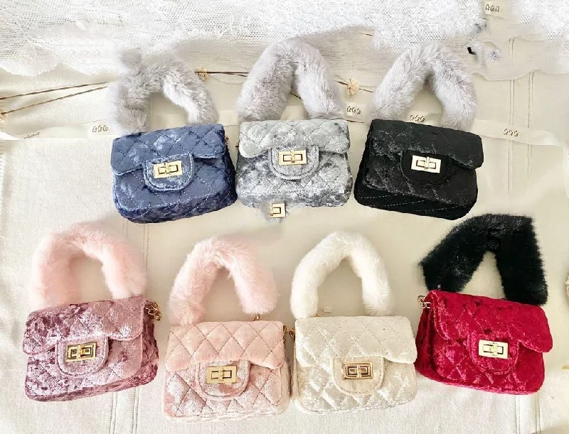 Stylish Yet Affordable Bags Velvet Fur Handle Bag