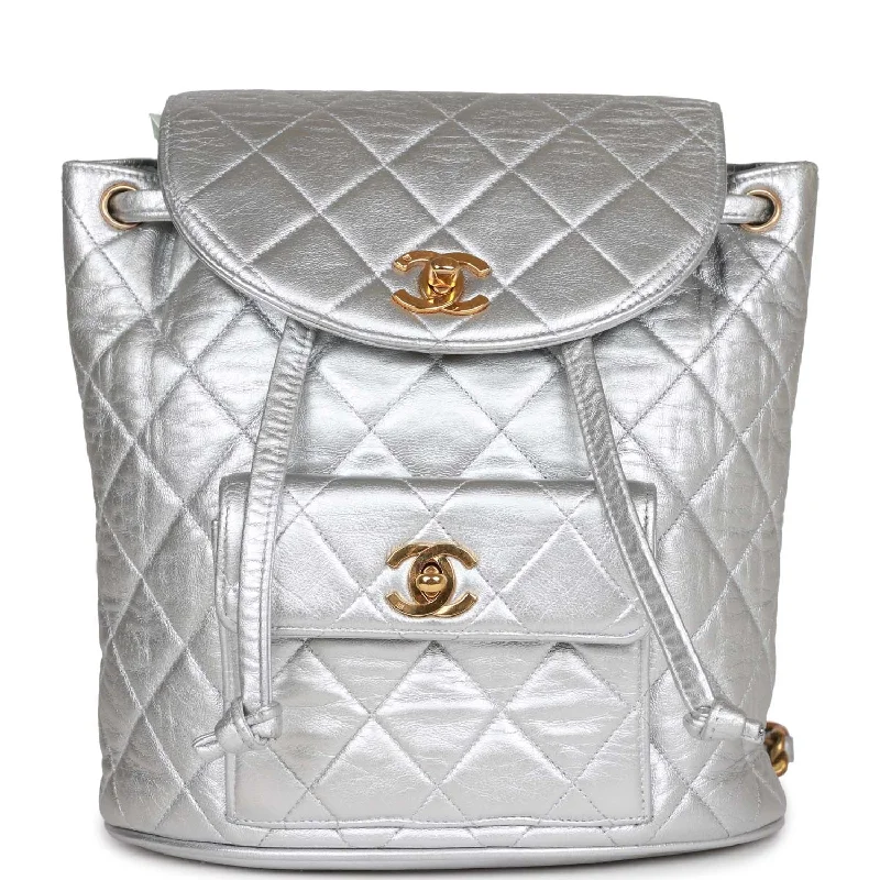 Inspired Bags For Affordable Luxury Vintage Chanel Duma Backpack Silver Metallic Lambskin Gold Hardware Inspired Bags For Affordable Luxury