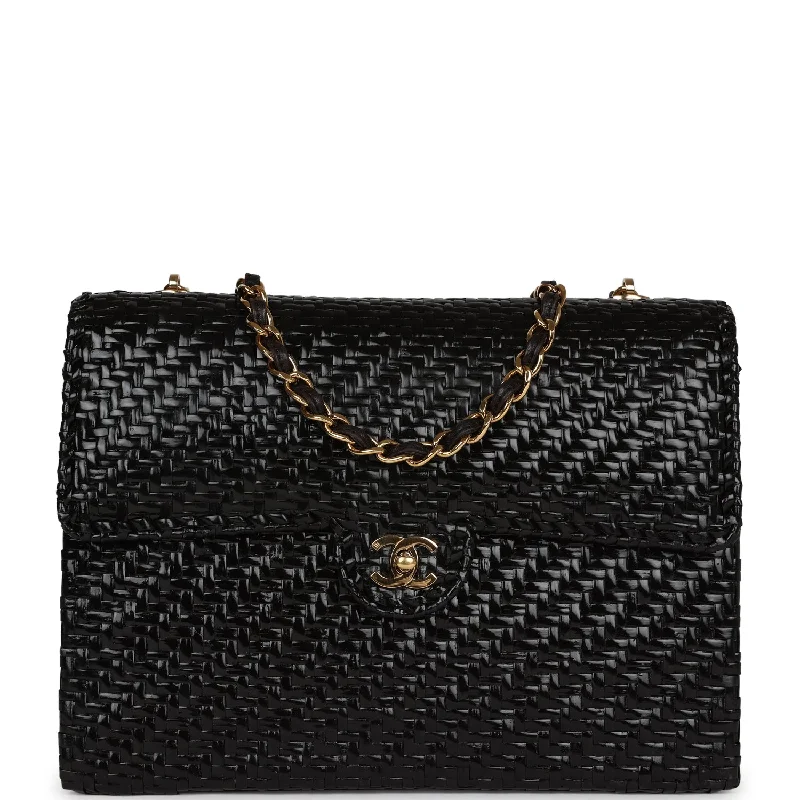 Eco-Friendly And Discounted Bags Vintage Chanel Flap Bag Black Wicker Gold Hardware Eco-Friendly And Discounted Bags