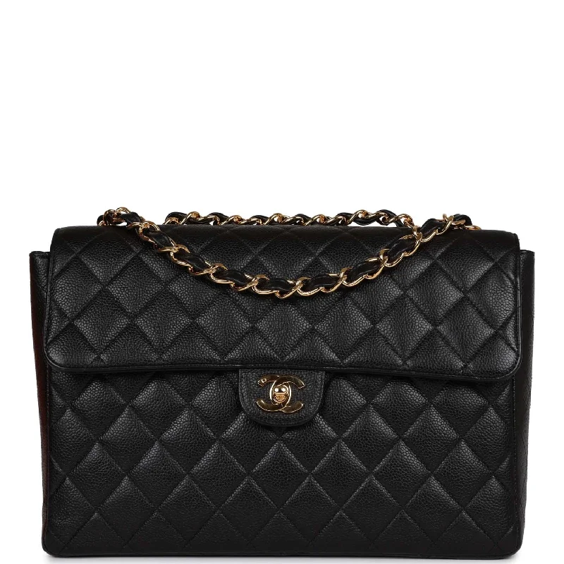 Clearance-Priced Bags Vintage Chanel Jumbo Classic Single Flap Bag Black Caviar Gold Hardware Clearance-Priced Bags