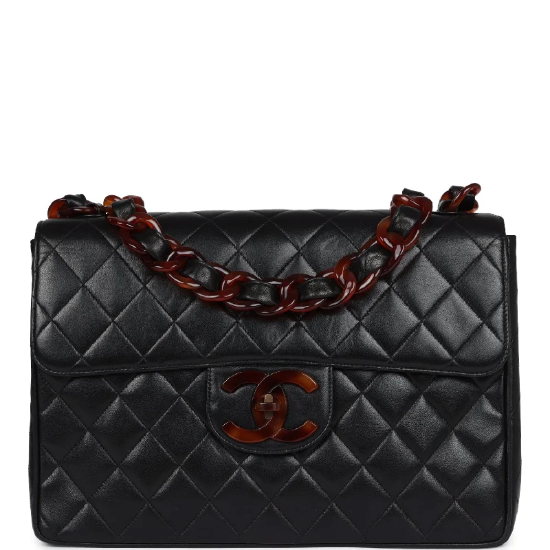 Affordable Bags For College Students On Sale Vintage Chanel Jumbo Single Flap Bag Black Lambskin Tortoiseshell Hardware Affordable Bags For College Students On Sale