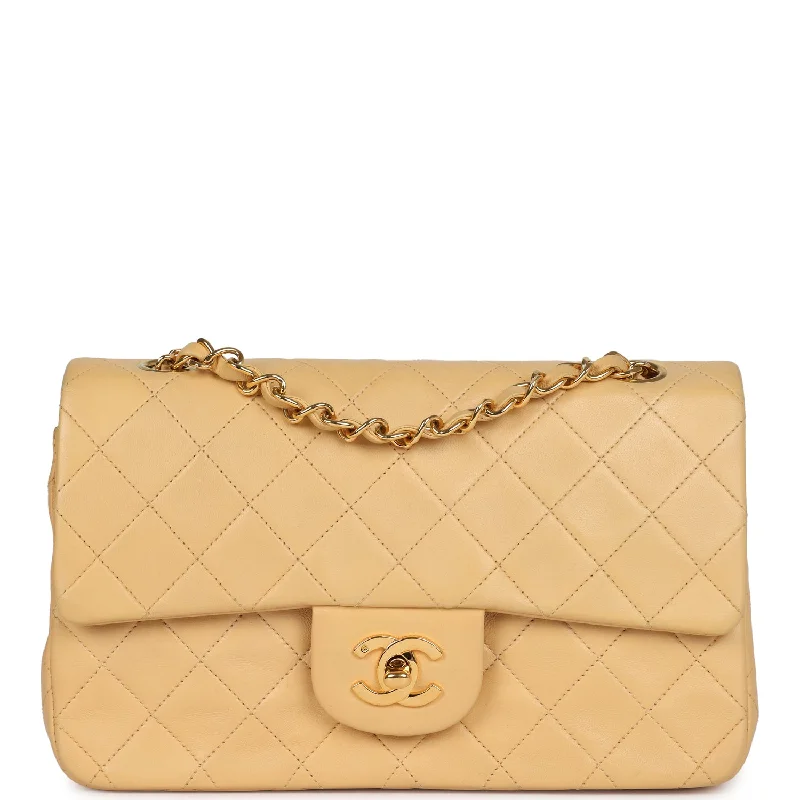 Stylish Bags For Fashion Bloggers Vintage Chanel Small Classic Double Flap Beige Lambskin Gold Hardware