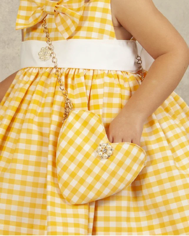 Luxury Bags For Professionals With Discounts Yellow Gingham Handbag