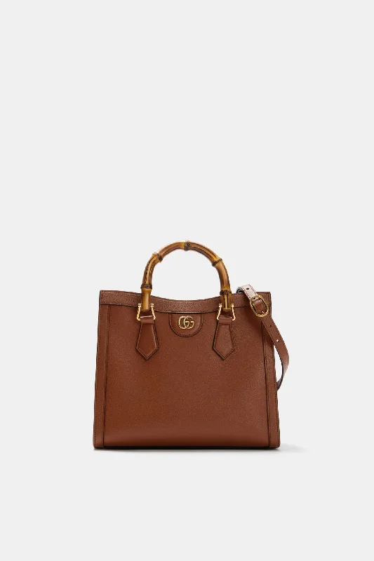 GUCCI Brown Bamboo Diana 2 Way Handbag Minimalist Leather Bag For Modern Aesthetics