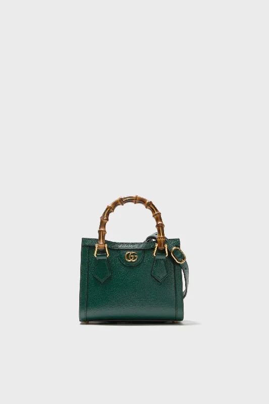 Ride The Style Wave GUCCI Dark Green Bamboo Diana 2 Way Handbag Cyber Monday Discounts On Bags