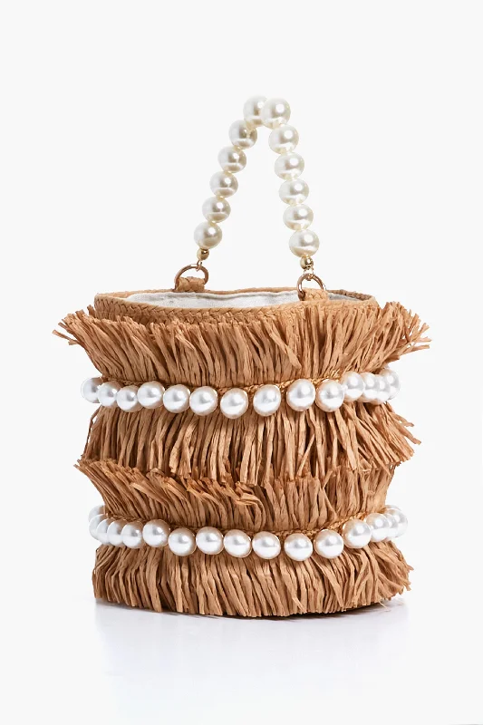 Chic And Edgy Sand Kate Round Pearl Handle Bag Luxury Bags On Sale