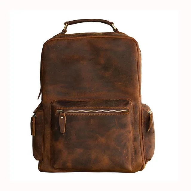 Luxury Bags On Sale Genuine Vintage Handmade Cosmic Brown Leather Adventure Backpack