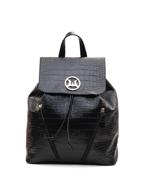 Professional Bags With Office Discounts Backpack: Black Crocodile Print