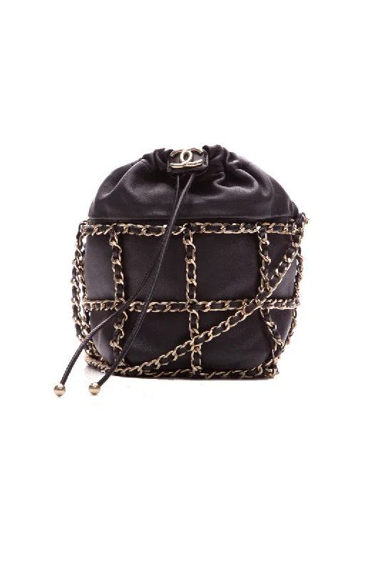 Minimalist Leather Bag For Modern Aesthetics Chain Cage Bucket Bag