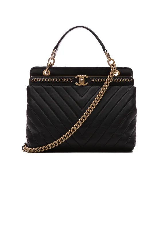 Inspired Bags For Modern Sophistication Chevron Chain Top Handle Bag